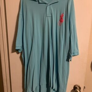 Ralph Lauren Aqua Polo with Pink Pony Logo